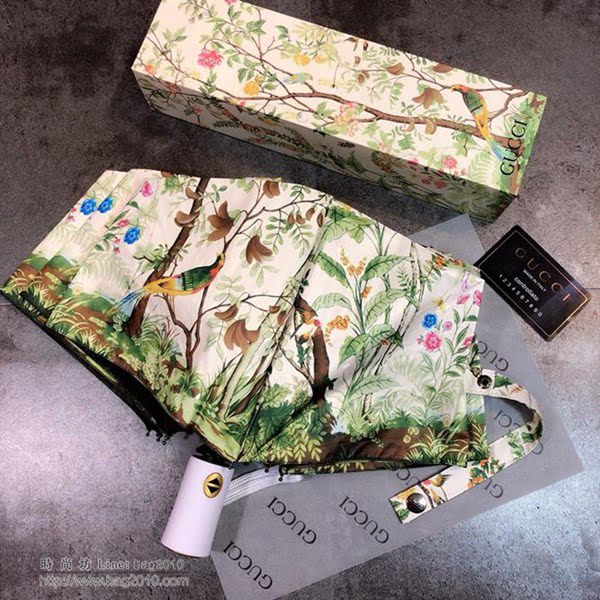 GUCCI古馳傘 時尚單品 林間光景 驚豔款 亞太專櫃最新款 全自動UV晴雨傘  zm1011